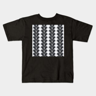 Black White Leaf Pattern Kids T-Shirt